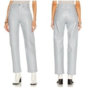 Agolde Recycled Leather Pant 90’s Pinched Waist in Wisp Gray Size 24